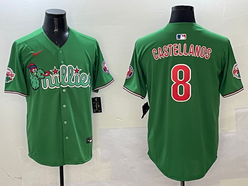 Men's Philadelphia Phillies Nick Castellanos #8 Green Team Jersey